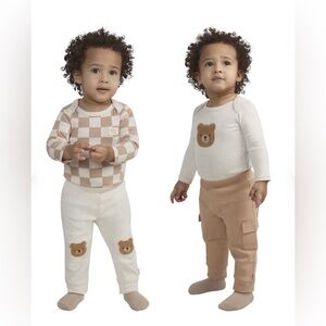 NWT Huggies Charming Bear-Themed Kids Set - Beige and White Size 18M